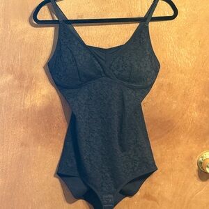 Black Shapewear Lace Bodysuit -L